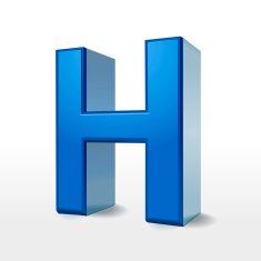 3d blue alphabet H