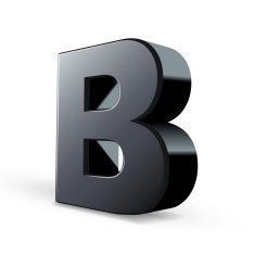glossy black alphabet B
