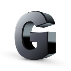 glossy black alphabet G