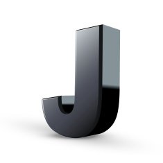glossy black alphabet J