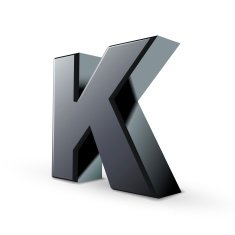 glossy black alphabet K