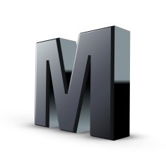 glossy black alphabet M