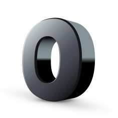 glossy black alphabet O