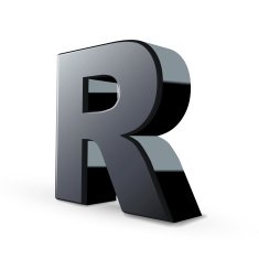 glossy black alphabet R