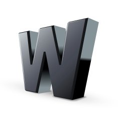 glossy black alphabet W