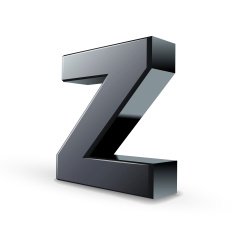 glossy black alphabet Z
