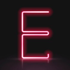 3d red neon light letter E
