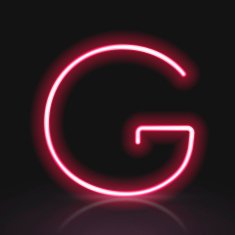 3d red neon light letter G