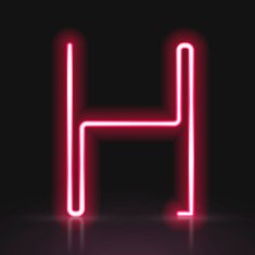 3d red neon light letter H