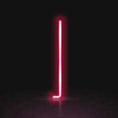 3d red neon light letter I