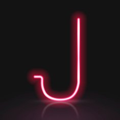 3d red neon light letter J