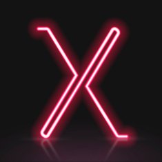 3d red neon light letter X