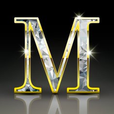 3d gorgeous diamond letter M