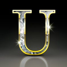 3d gorgeous diamond letter U