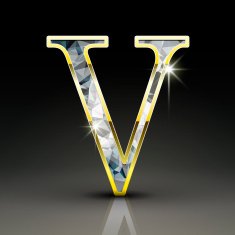 3d gorgeous diamond letter V