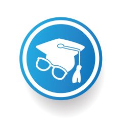 Education on blue button design clean vector N2