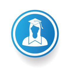 Student on blue button design clean vector