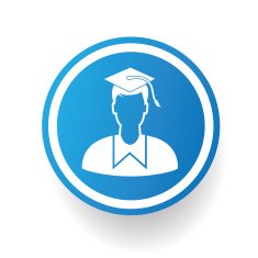 Student on blue button design clean vector N2