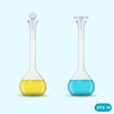 Chemical volumetric flasks with colored solution free image download