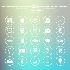 Icons flat is on Education the white blur background