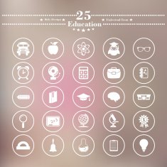 Icons flat is on Education the white blur background N2