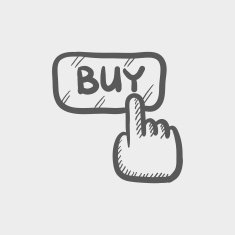 Finger pointing to buy sign sketch icon