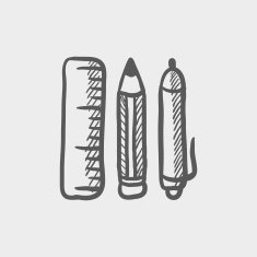 School supplies sketch icon