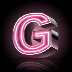 3d pink neon light letter G free image download