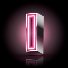 3d pink neon light letter I
