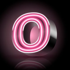 3d pink neon light letter O