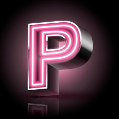 3d pink neon light letter P
