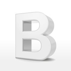 3d white alphabet B