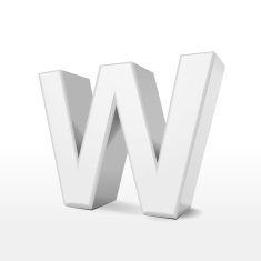 3d white alphabet W