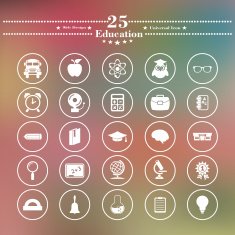 Icons flat is on Education the white blur background N3