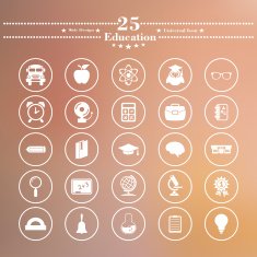 Icons flat is on Education the white blur background N4