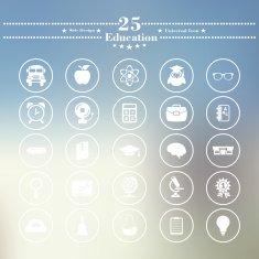Icons flat is on Education the white blur background N5
