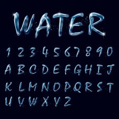pure water alphabets and numbers collection