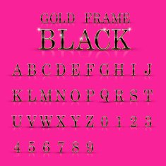 elegant black alphabets and numbers collection N2
