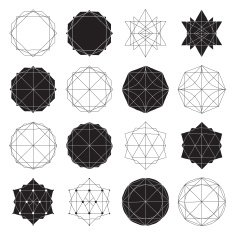Simple set with black filled and hollow geometric shapes
