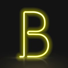 3d yellow neon light letter B
