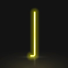 3d yellow neon light letter I