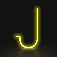 3d yellow neon light letter J