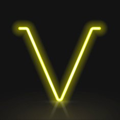 3d yellow neon light letter V