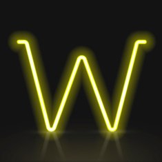 3d yellow neon light letter W