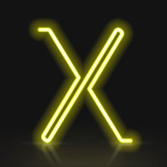 3d yellow neon light letter X