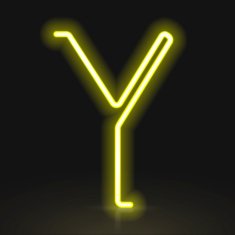 3d yellow neon light letter Y