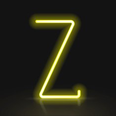 3d yellow neon light letter Z