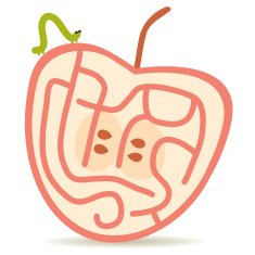 Green caterpillar pink apple labyrinth game for Preschool Children Vector N2