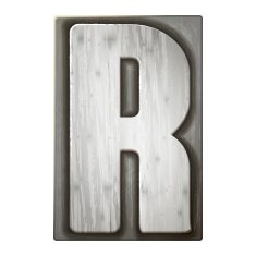3d silver letterpress alphabet R