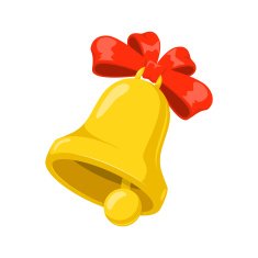 School bell with red bow N2